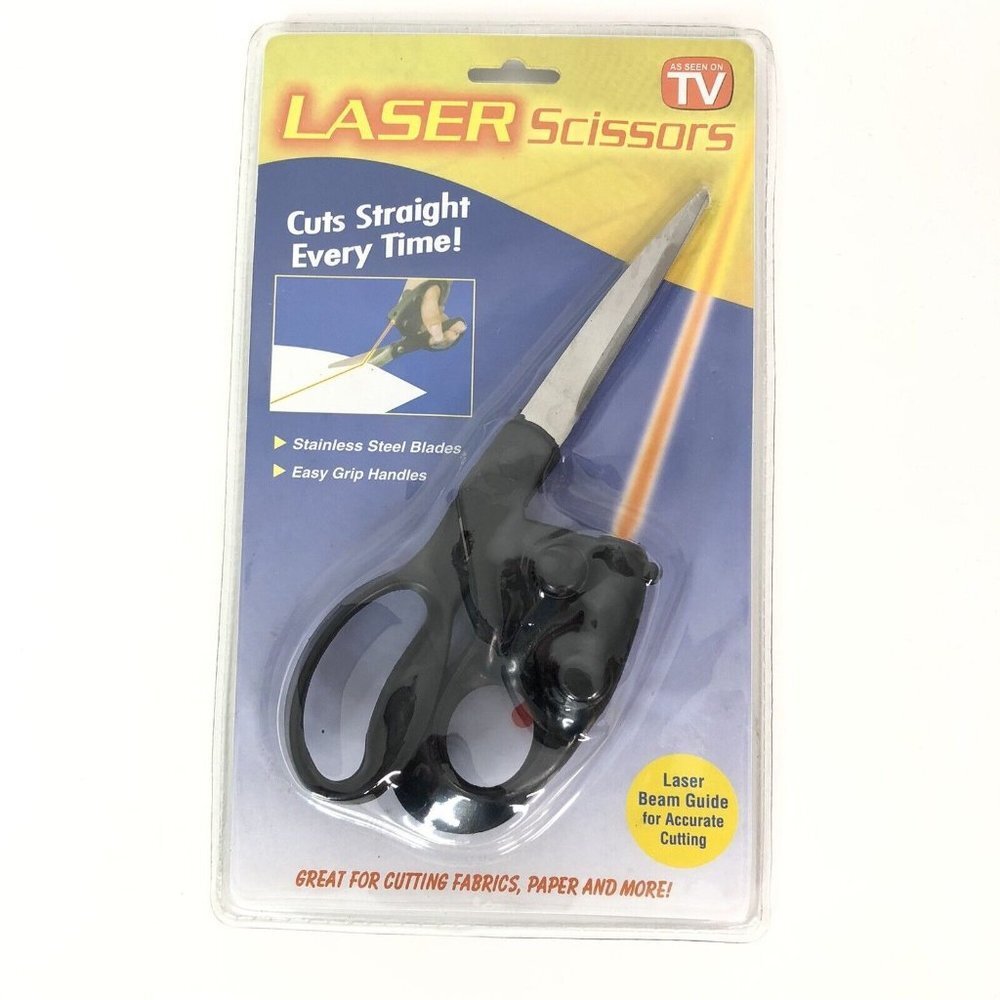 Scissors with Laser Beam Guide Accurate Cutting Stainless Steel Blades Easy Grip